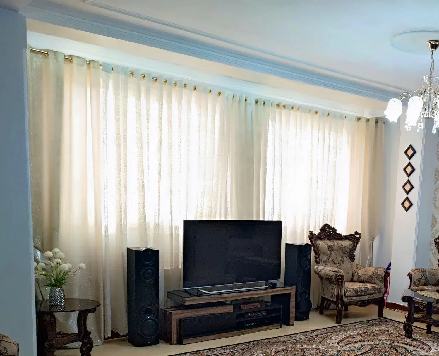 پرده پذیرایی بدون والان|پرده، رانر، رومیزی|اندیشه, شهرک المهدی|دیوار