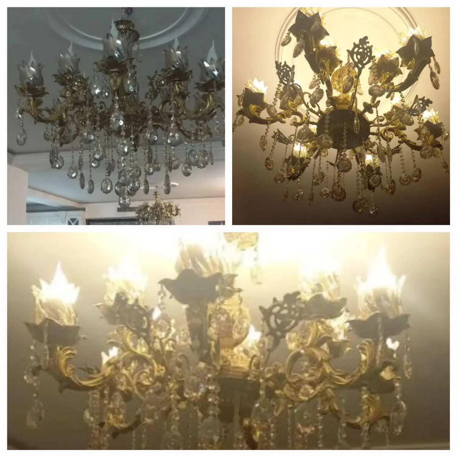 لوستر تمام برنج ۱۲شاخه مدل پارامیس|لوستر و چراغ آویز|فشاپویه, |دیوار