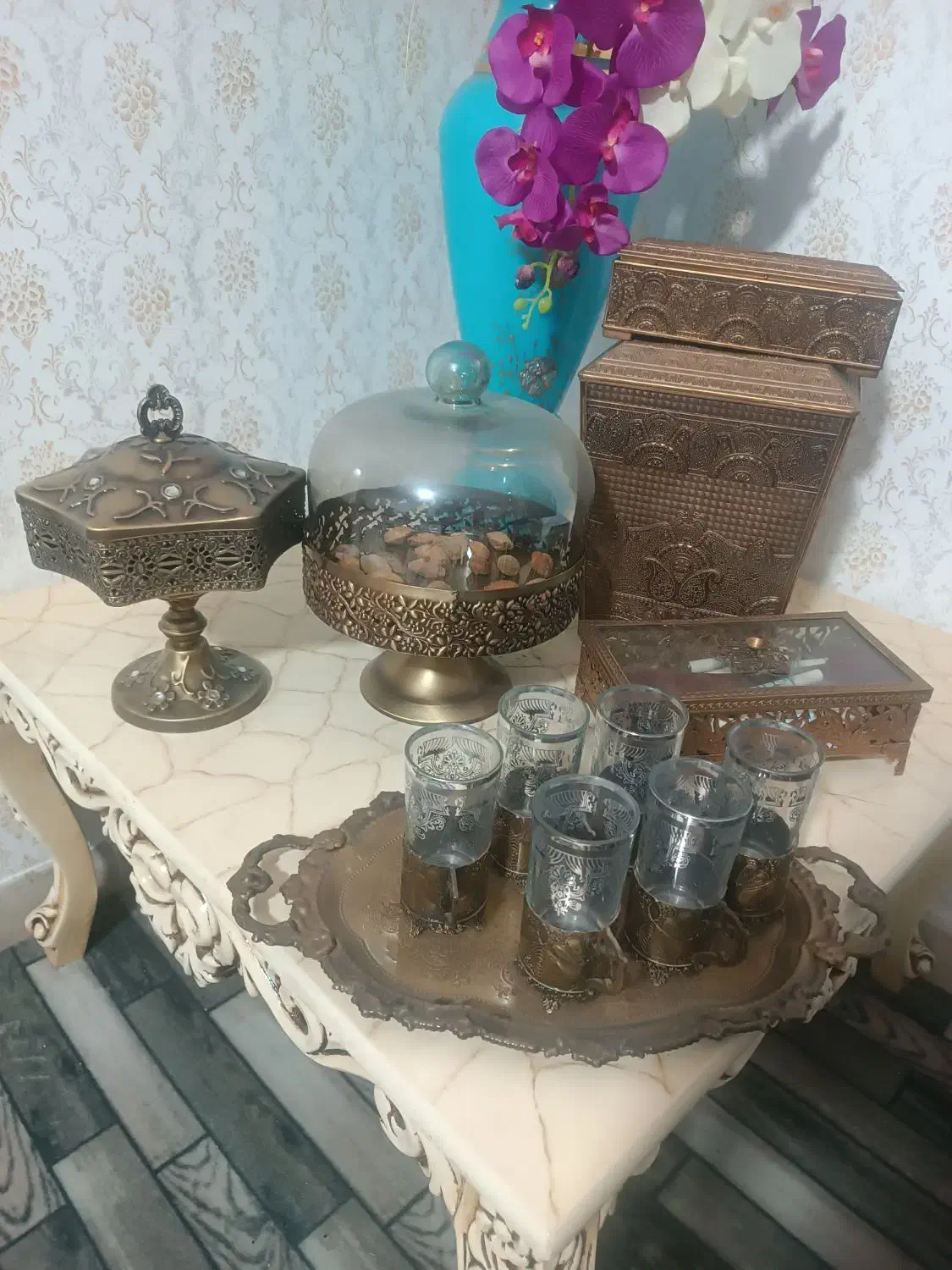 ظروف پذیرایی  و ست سطل اشغال و جا دستمال کاغذی|ظروف سرو و پذیرایی|کرج, آق تپه|دیوار