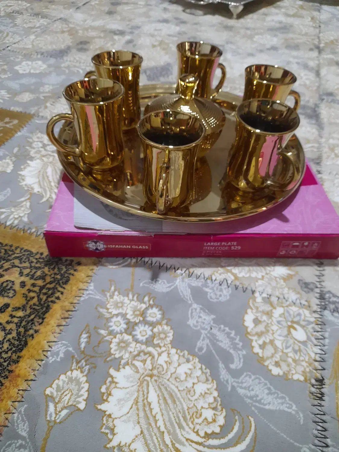 ست فنجان وسینی وقندان رزین|ظروف سرو و پذیرایی|خمین, |دیوار