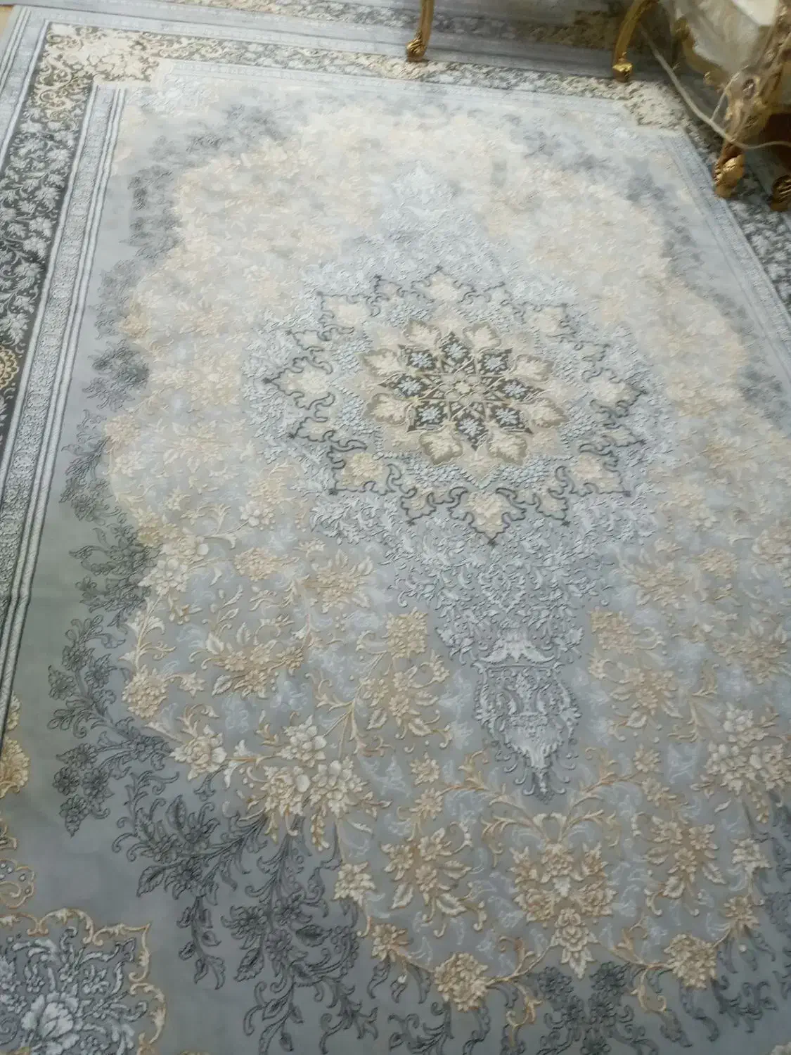 دو عدد فرش ۹ متری جدید نقره ای|فرش|ایلام, |دیوار