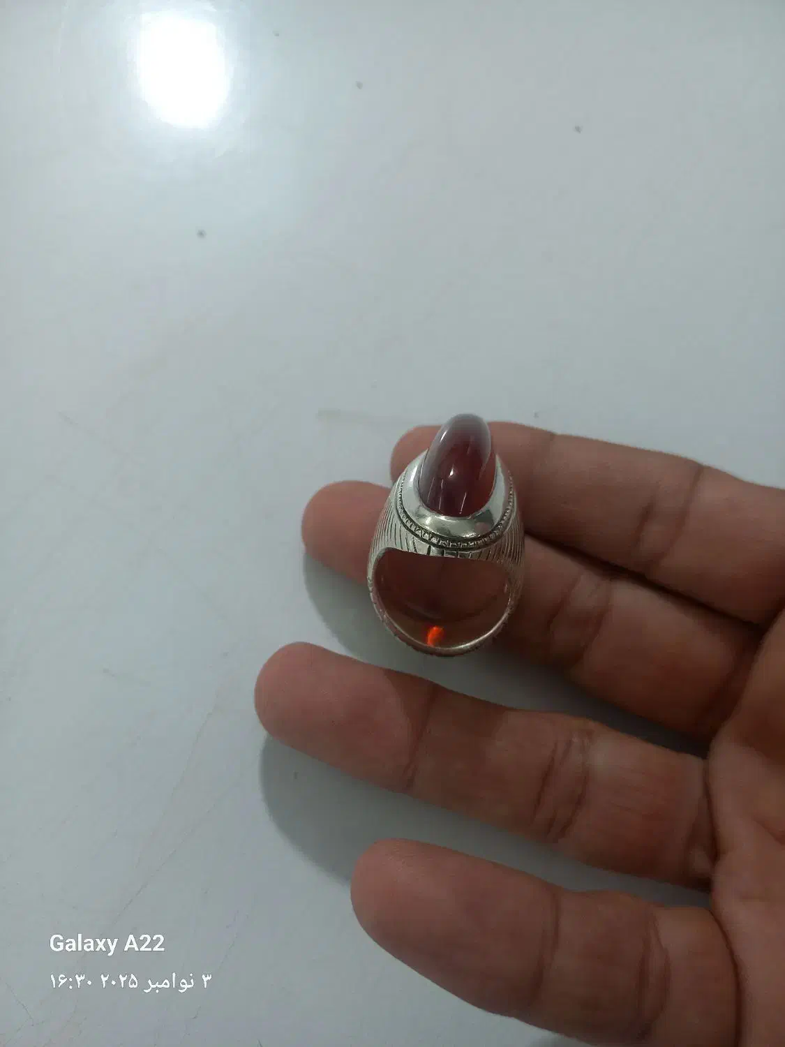 انگشتر نقره ساچمه نگین عقیق دستسازتهران سید|جواهرات|ری, اقدسیه|دیوار