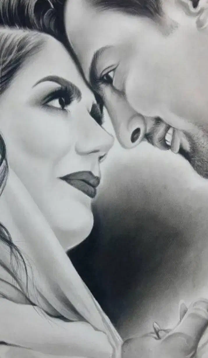 نقاشی سیاه قلم از چهره و عکس|تابلو، نقاشی، عکس|قم, بکایی|دیوار