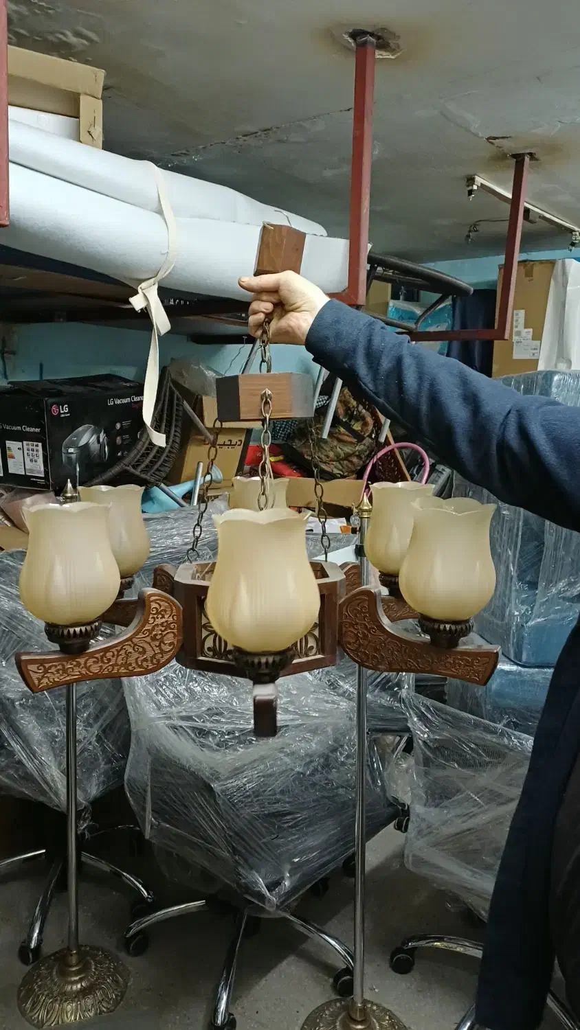 لوستر چوبی دو عدد|لوستر و چراغ آویز|تهران, زرکش|دیوار