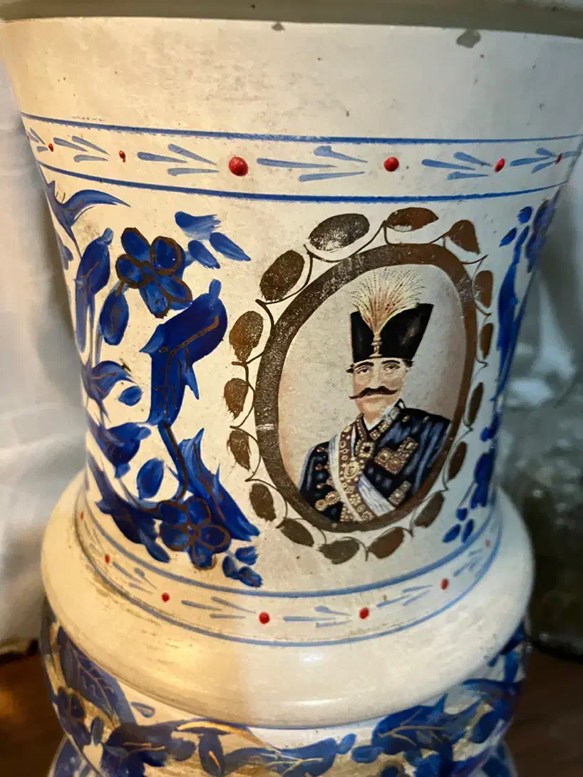 چراغ نفتی قلم آبی ناصری (قاجاری) آنتیک و بزرگ|کلکسیون اشیاء عتیقه|تهران, استاد معین|دیوار