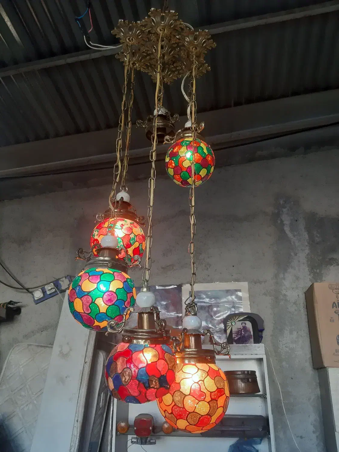 لوستر ۶ شعله برنز سنگین|لوستر و چراغ آویز|ارومیه, |دیوار