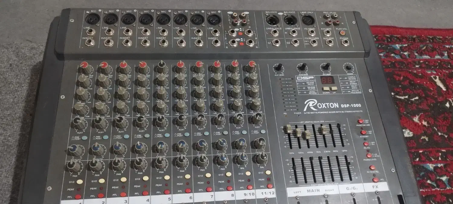 پاور میکسر روکسان 1000و باند 15پسیو فیدک پایه 2طبق|آلات موسیقی|سیدان, |دیوار