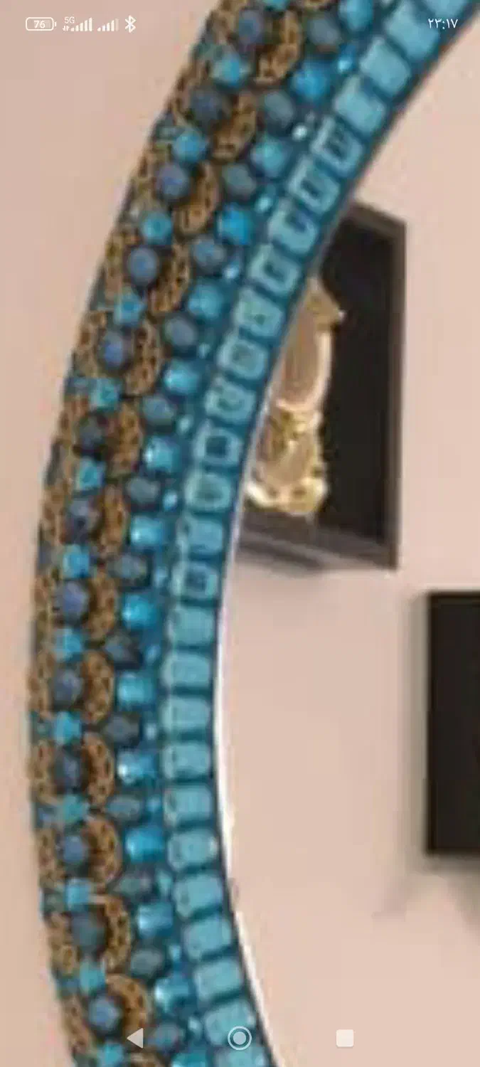 آینه گرد تزئینی آبی فیروزه ای نگین دار|آینه|پردیس, فاز ۲|دیوار