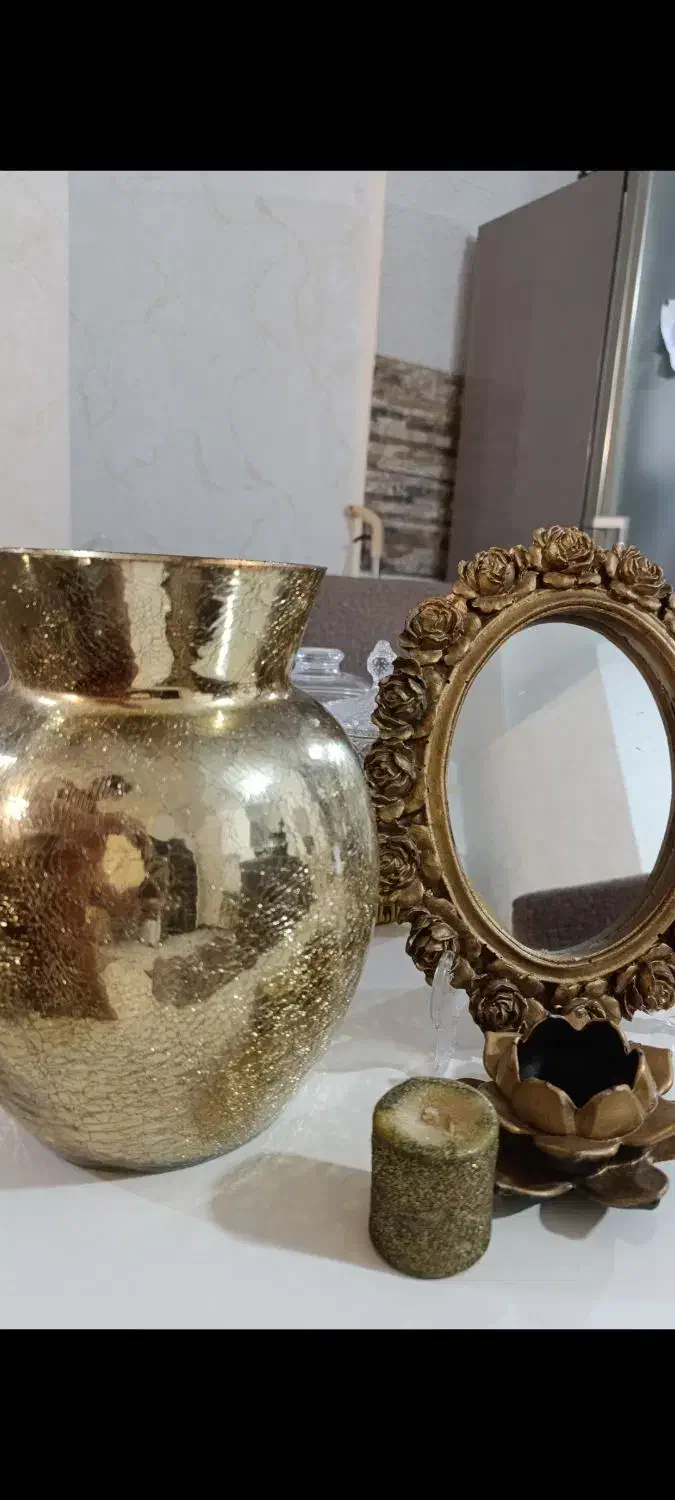 گلدان آینه شمع وجاشمعی|صنایع دستی و سایر لوازم تزئینی|گنبد کاووس, |دیوار