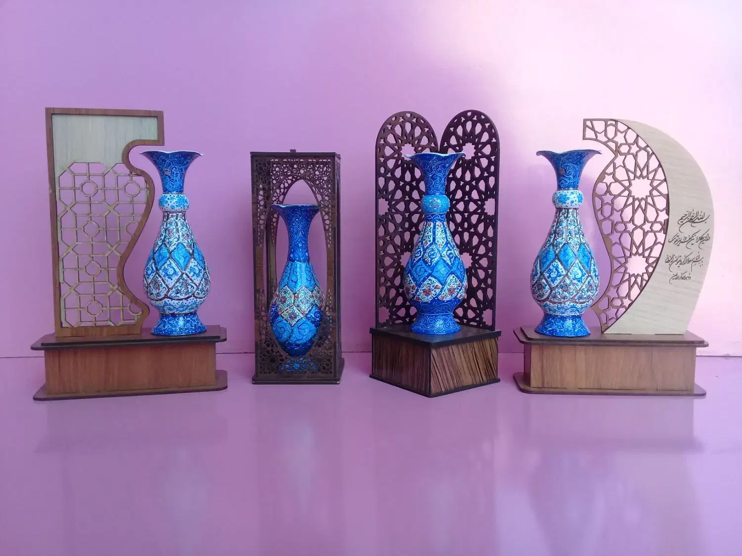 تندیس گلدون میناکاری ، فیروزه کاری ، الماس تراش|مجسمه، تندیس، ماکت|اصفهان, رهنان|دیوار