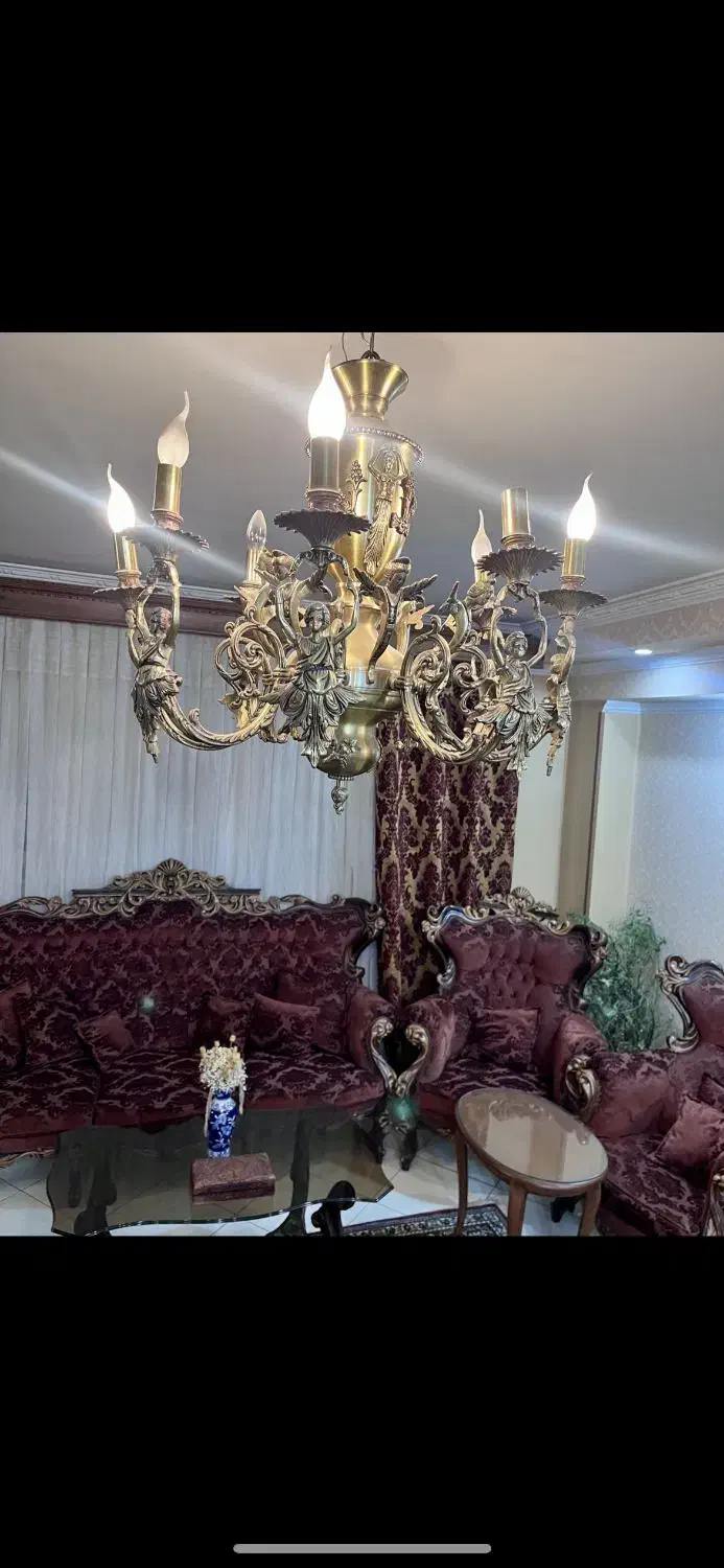 یک جفت لوستر برنز ۸ شاخه|لوستر و چراغ آویز|اصفهان, سیچان|دیوار