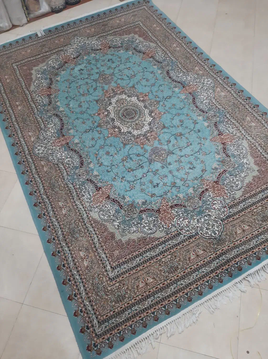 ۲ عدد  ۶  متری  طرح  ۷۰۰ شانه ابی فیروزه ای|فرش|ارومیه, |دیوار