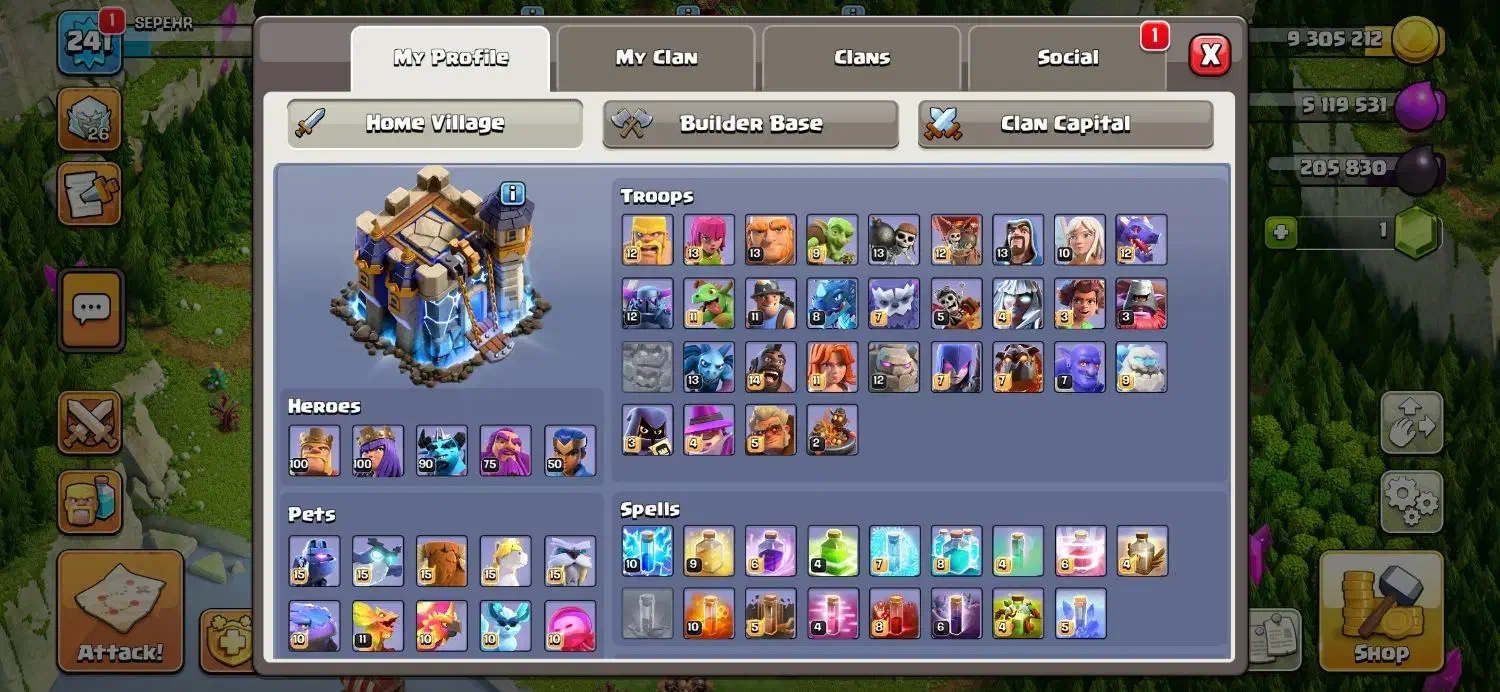 اکانت تان هال ۱۸ کلش آف کلنز +|کنسول، بازی ویدئویی و آنلاین|نوشهر, |دیوار