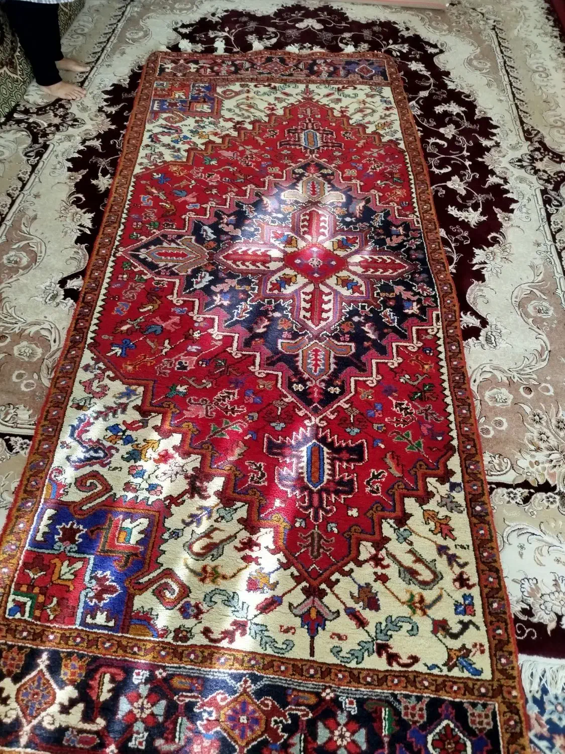 نیم فرش خلچه نقشه مهربان|فرش|بستان آباد, |دیوار