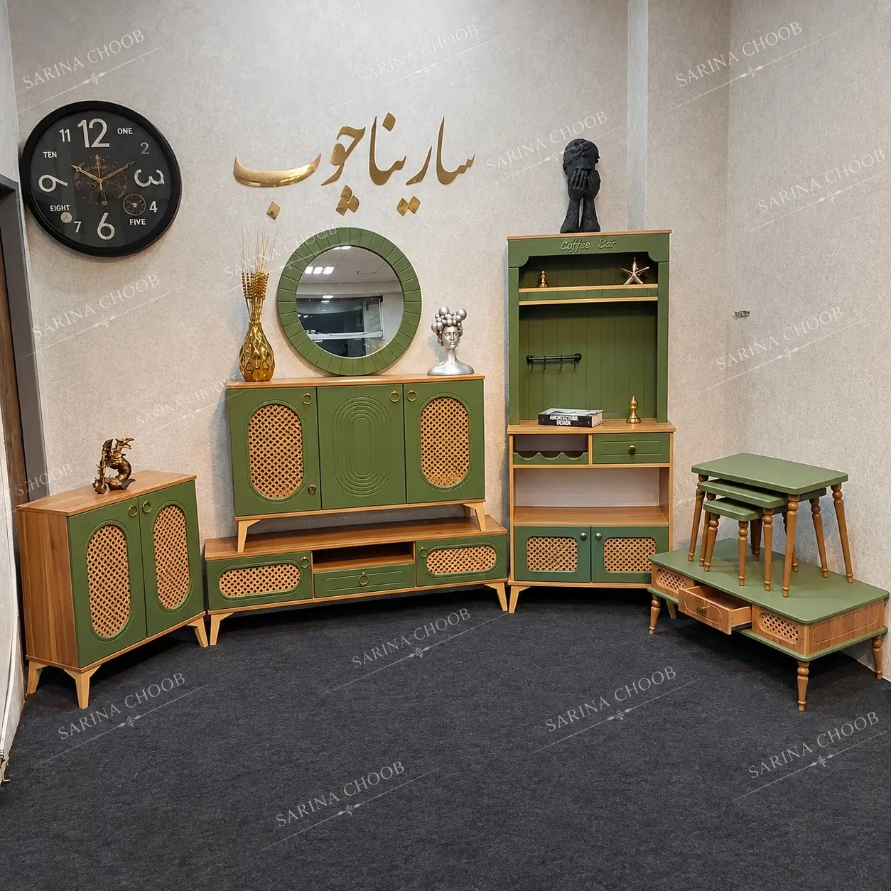 ست چوبی کامل شیک/اینه کنسول،میز TV،کافی بار|بوفه، ویترین، کنسول|تهران, صاحب الزمان|دیوار