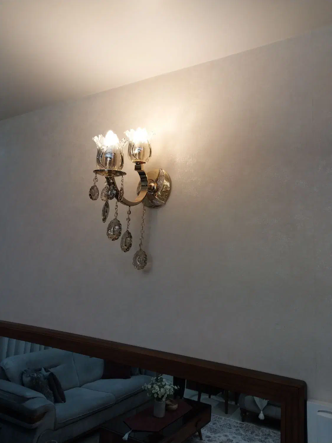 لوستر 6شاخه دوبل کریستال جنس بدنه برنج روکش آب طلا|لوستر و چراغ آویز|تهران, استاد معین|دیوار