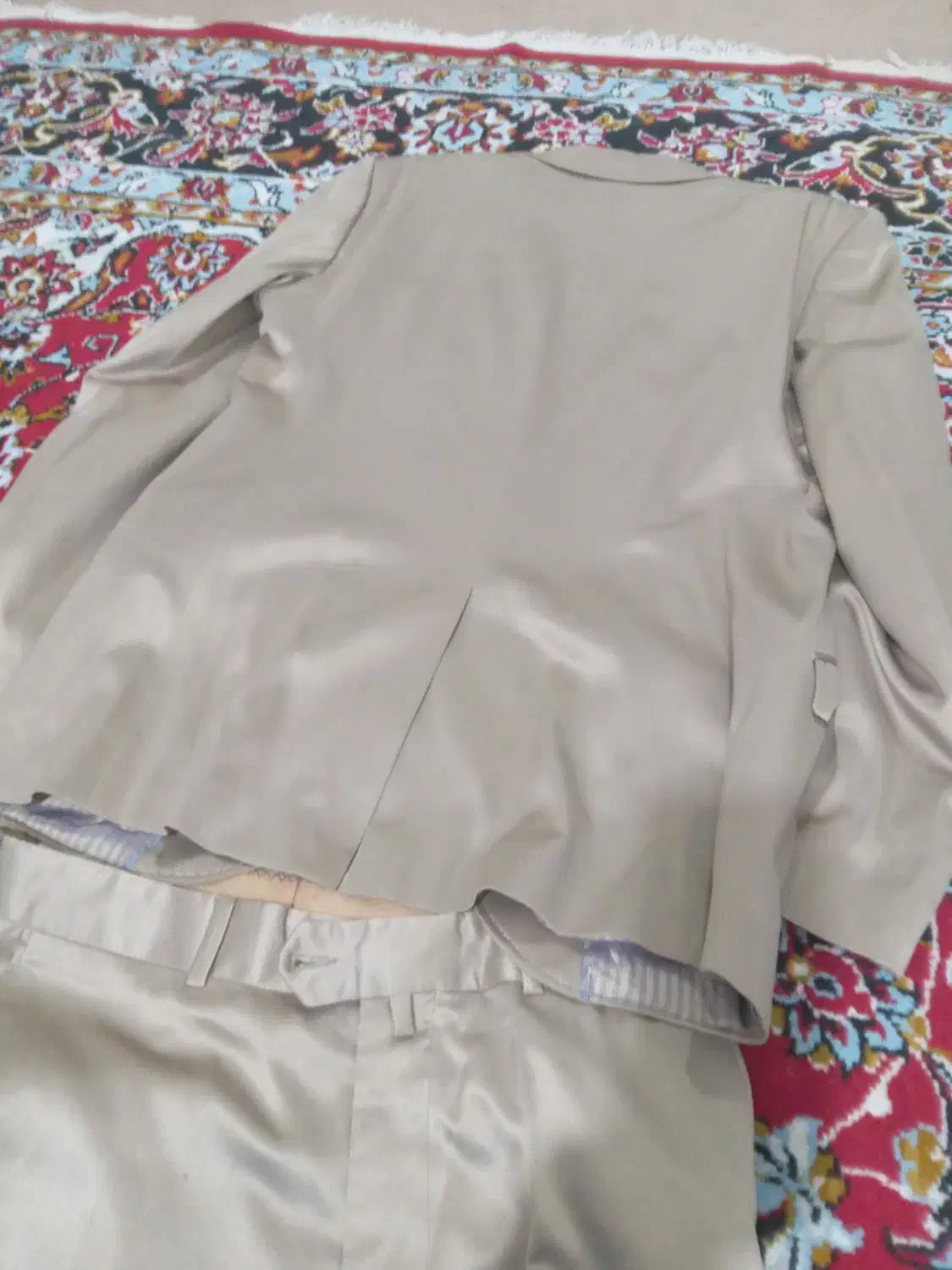 کت وشلوارکرمی نوپوتین تمام چرم آمریکایی اصل|حراج|قصرشیرین, |دیوار