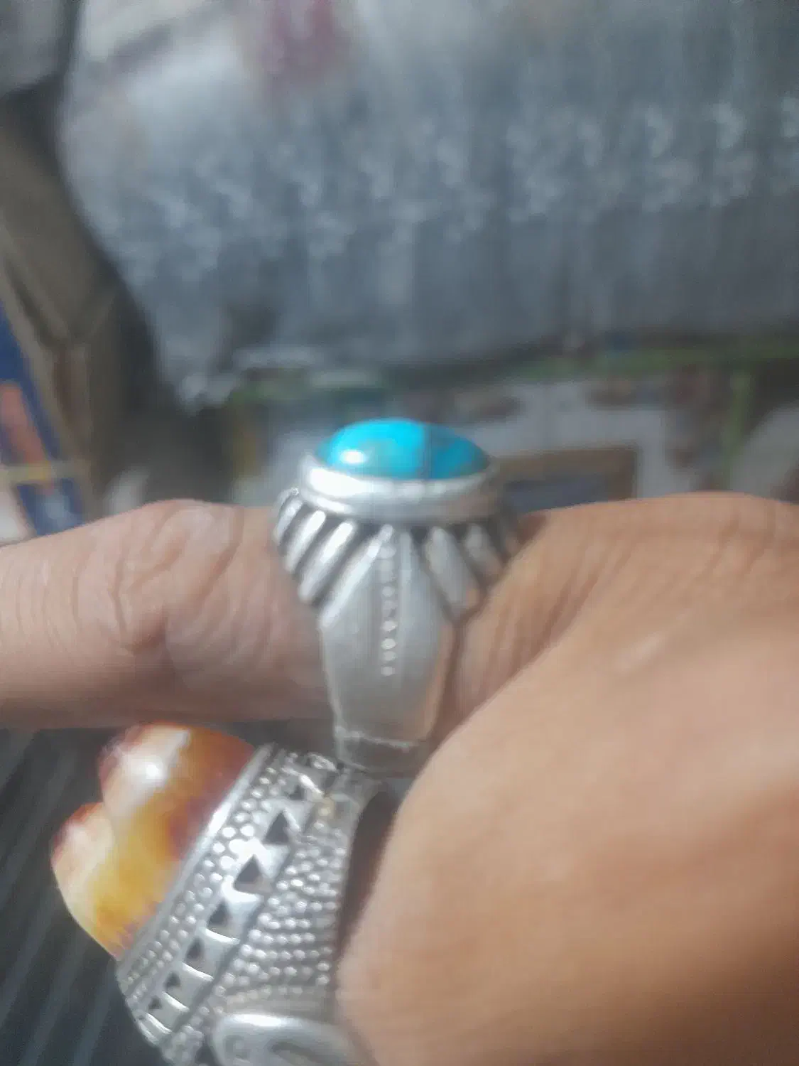 انگشترفیروز رکاب کهنه|جواهرات|کرباسک, |دیوار