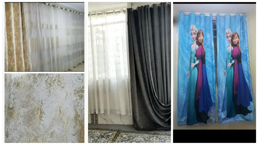 ۳پرده سالن پذیرایی و اتاق کودک دخترانه درحدنو|پرده، رانر، رومیزی|شیراز, ده پیاله|دیوار
