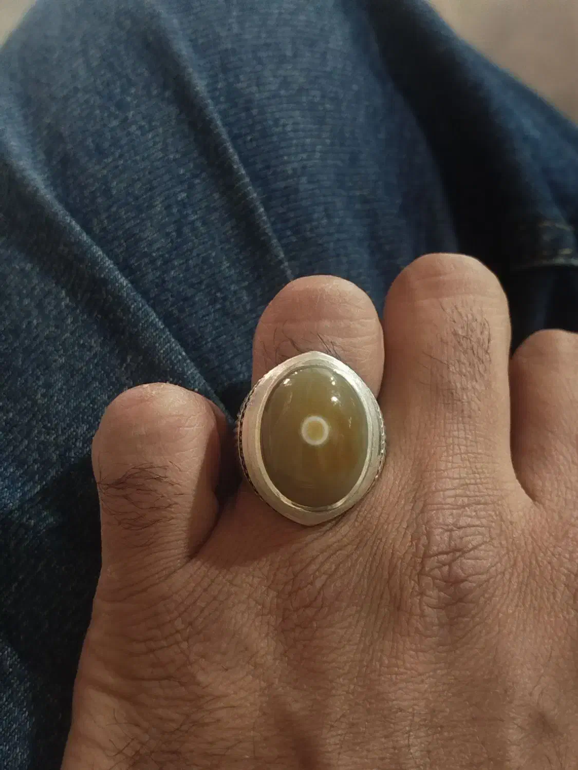 انگشتر نقره جزع باباغوری تک چشم قواره دار|جواهرات|اصفهان, قائمیه|دیوار