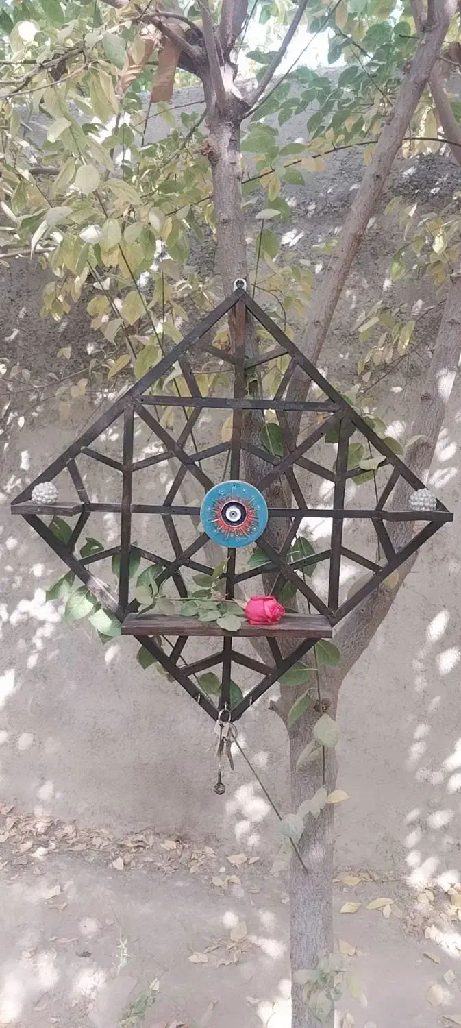 شلف دیواری و جاکلیدی چوبی گره چینی|کتابخانه، شلف، قفسه‌های دیواری|آفتاب, |دیوار