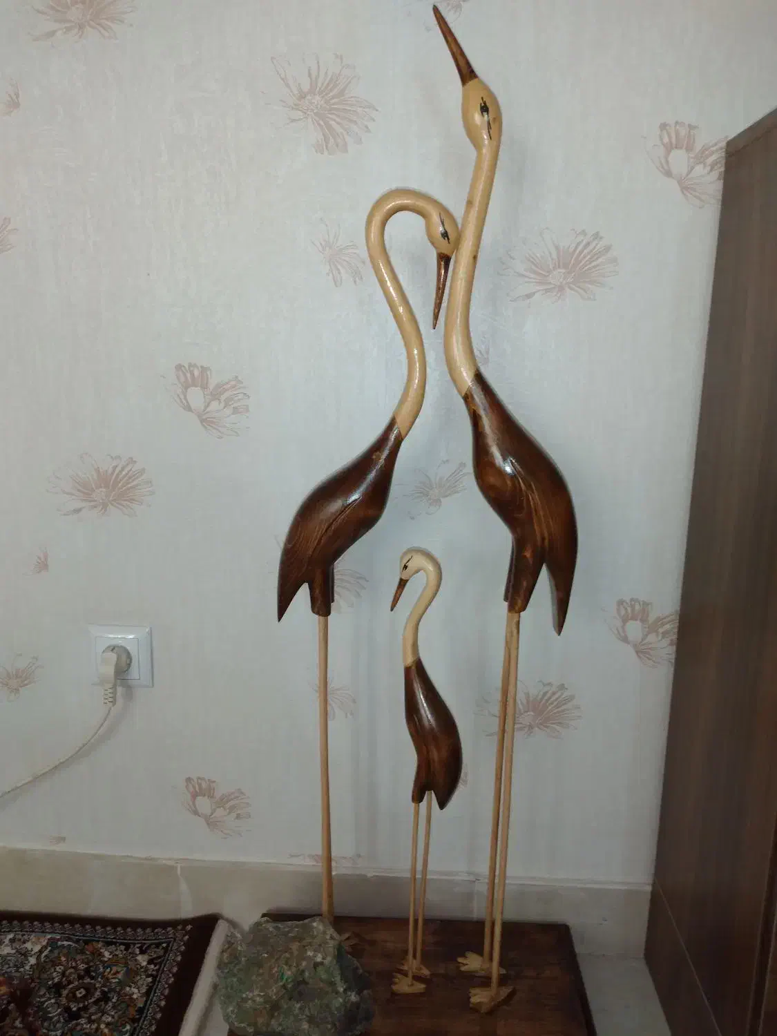 کرگدن چوبی و لک لک چوبی کار دست|صنایع دستی و سایر لوازم تزئینی|مهاجران, |دیوار