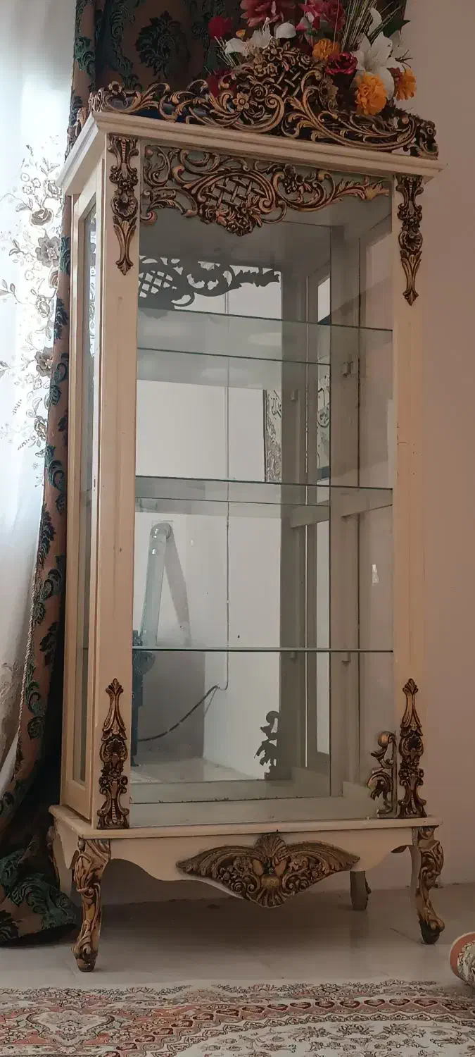 ویترین ظروف منبت کاری|بوفه، ویترین، کنسول|گلبهار, شهر جدید گلبهار|دیوار