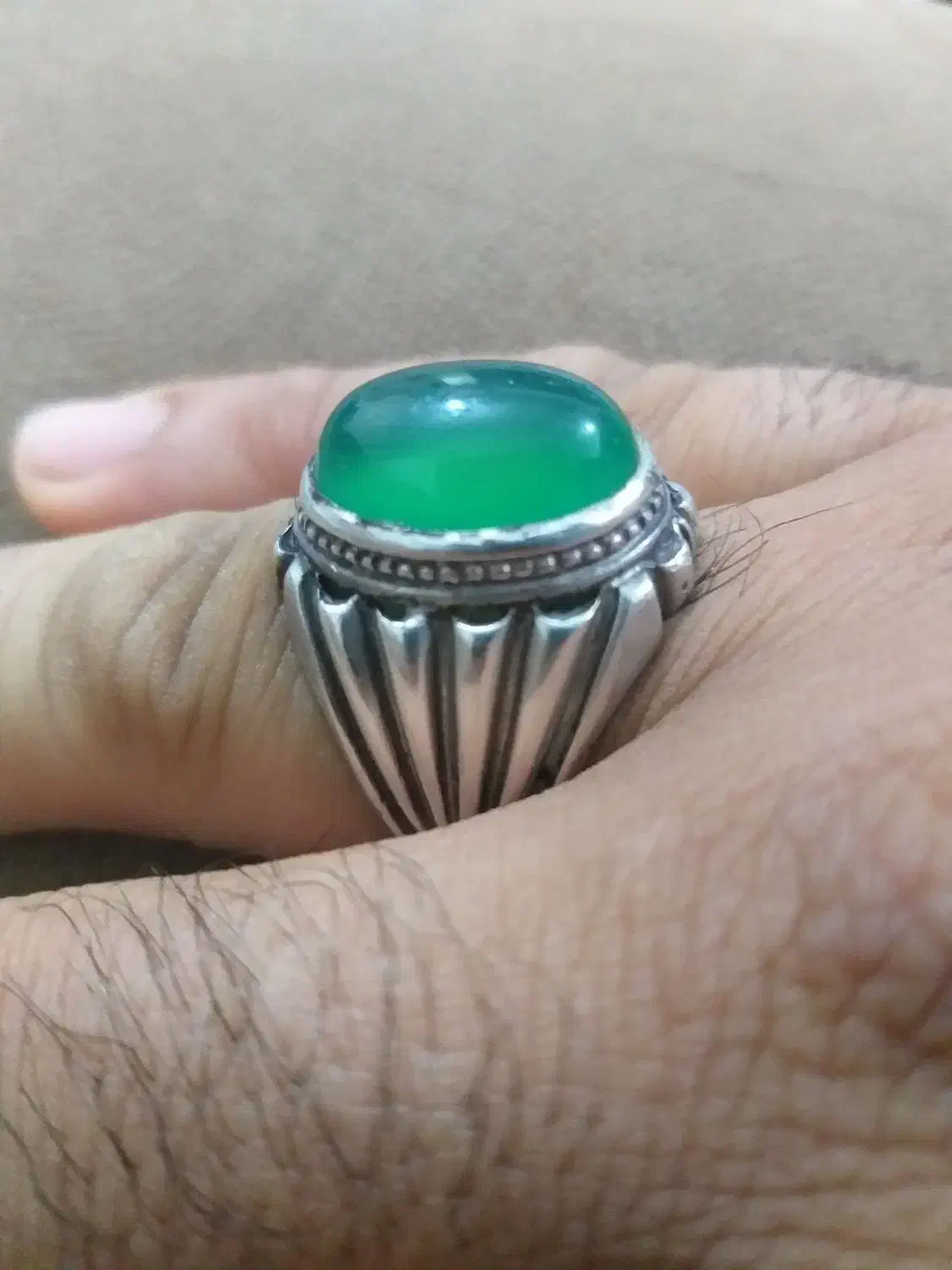 انگشتر عقیق سبز سیدی نقره عیاربالا|جواهرات|اهواز, پادادشهر|دیوار