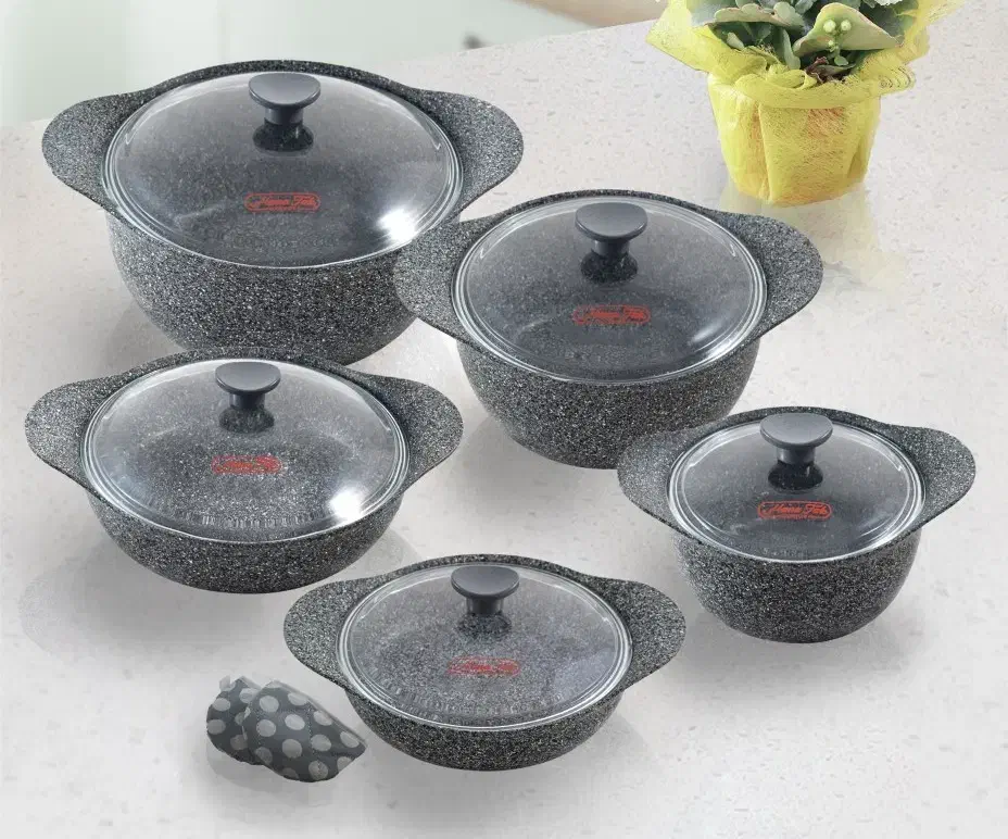 سرویس قابلمه چدن سرامیک ۱۰ پارچه اصل|ظروف پخت‌وپز|اقبالیه, |دیوار