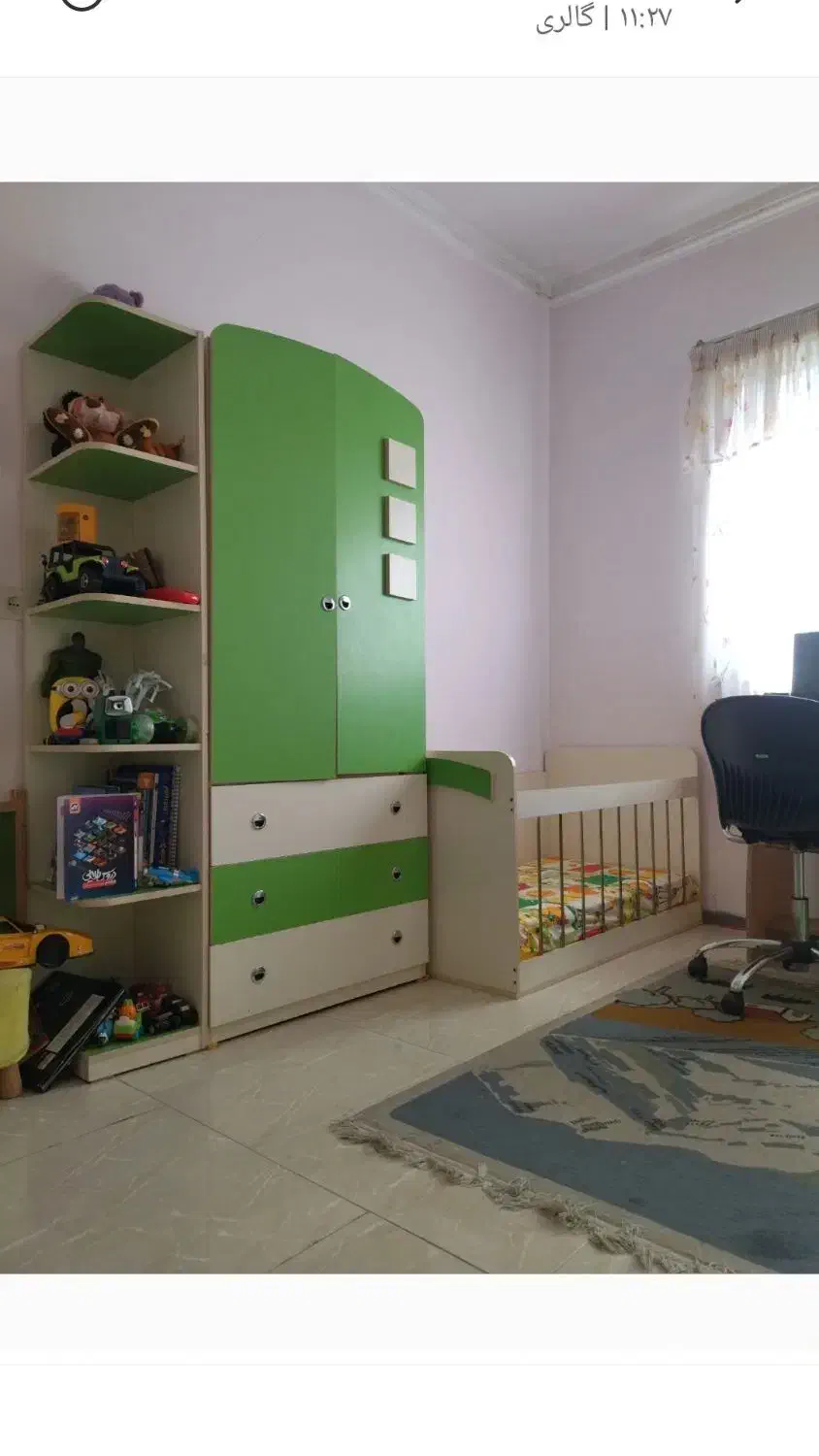 تخت کودک نوجوان با تشکها،کمد،بوفه|تخت و سرویس خواب|گرگان, |دیوار