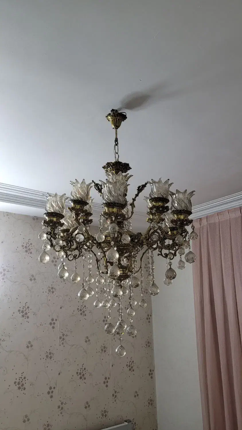 لوستر برنجی فوق سنگین۶ شاخه ۱۲ شعله طوقه شاه عباسی|لوستر و چراغ آویز|ری, تقی آباد|دیوار