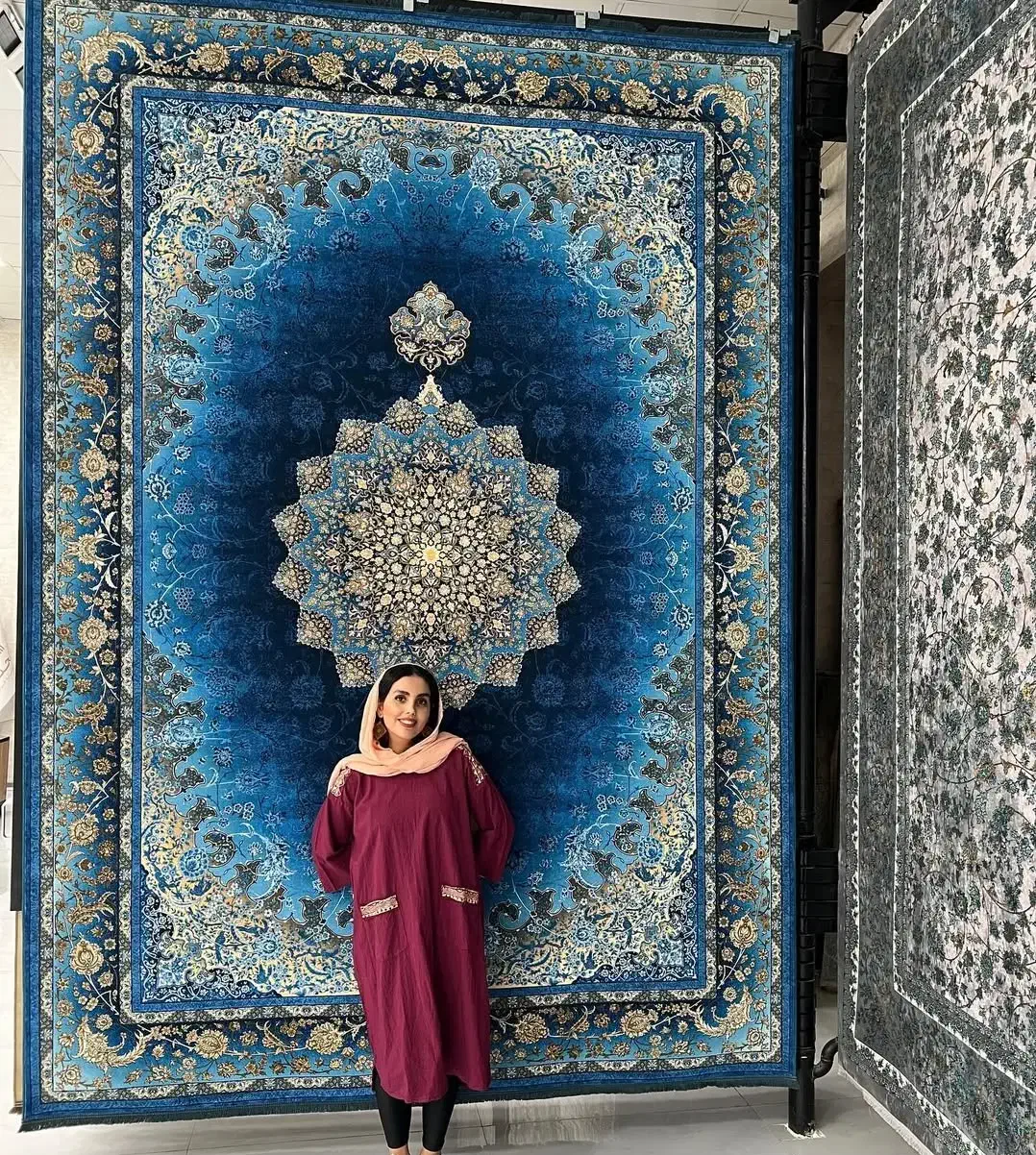 فرش آبی کاربنی ۱۲۰۰شانه ابعاد ۱۲متری جدید|فرش|شیراز, قلات|دیوار