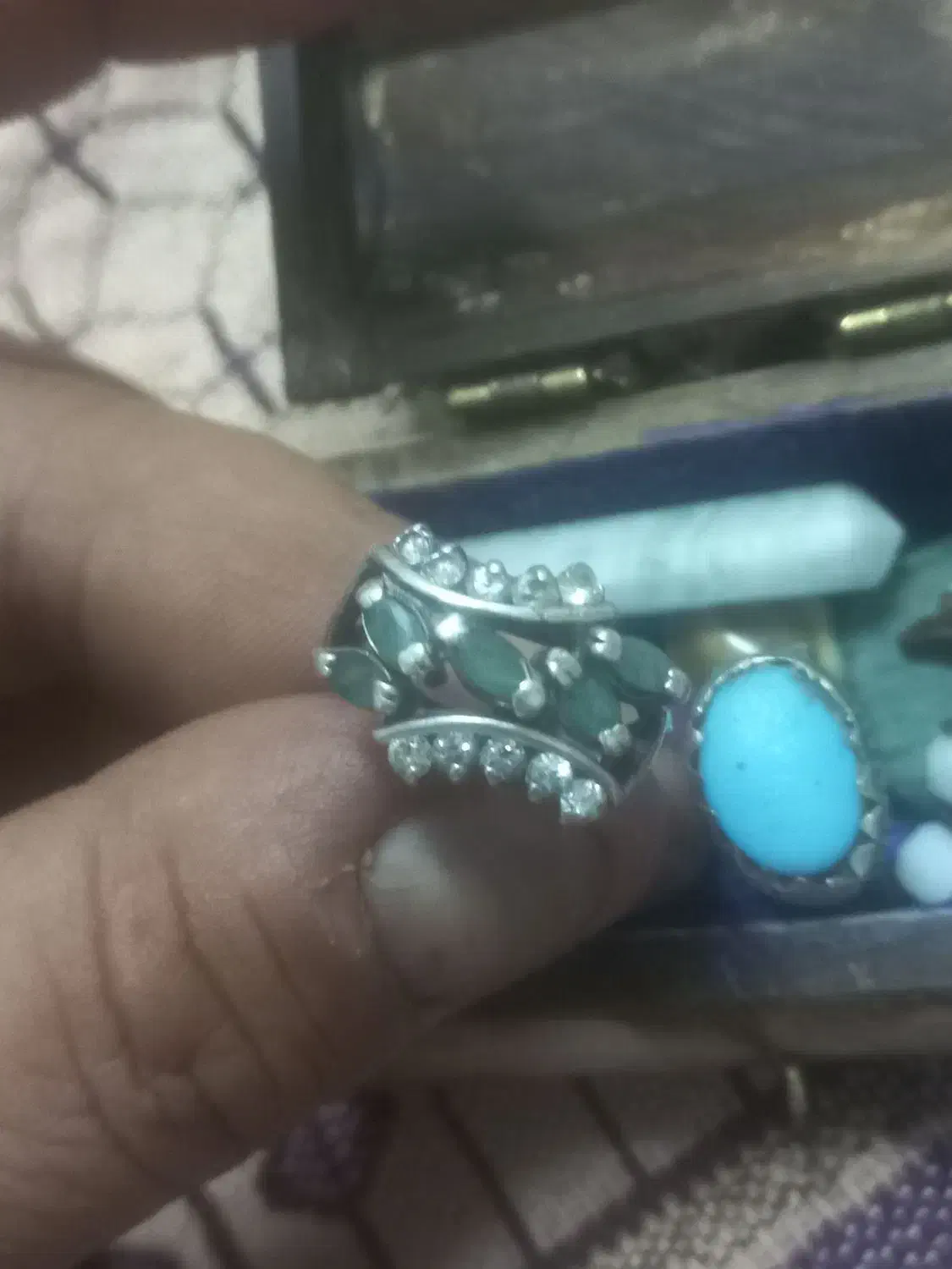 انگشتر نقره زنانه زمرد زامبیا کهنه ۵ اشک یکسان|جواهرات|تهران, دولاب|دیوار