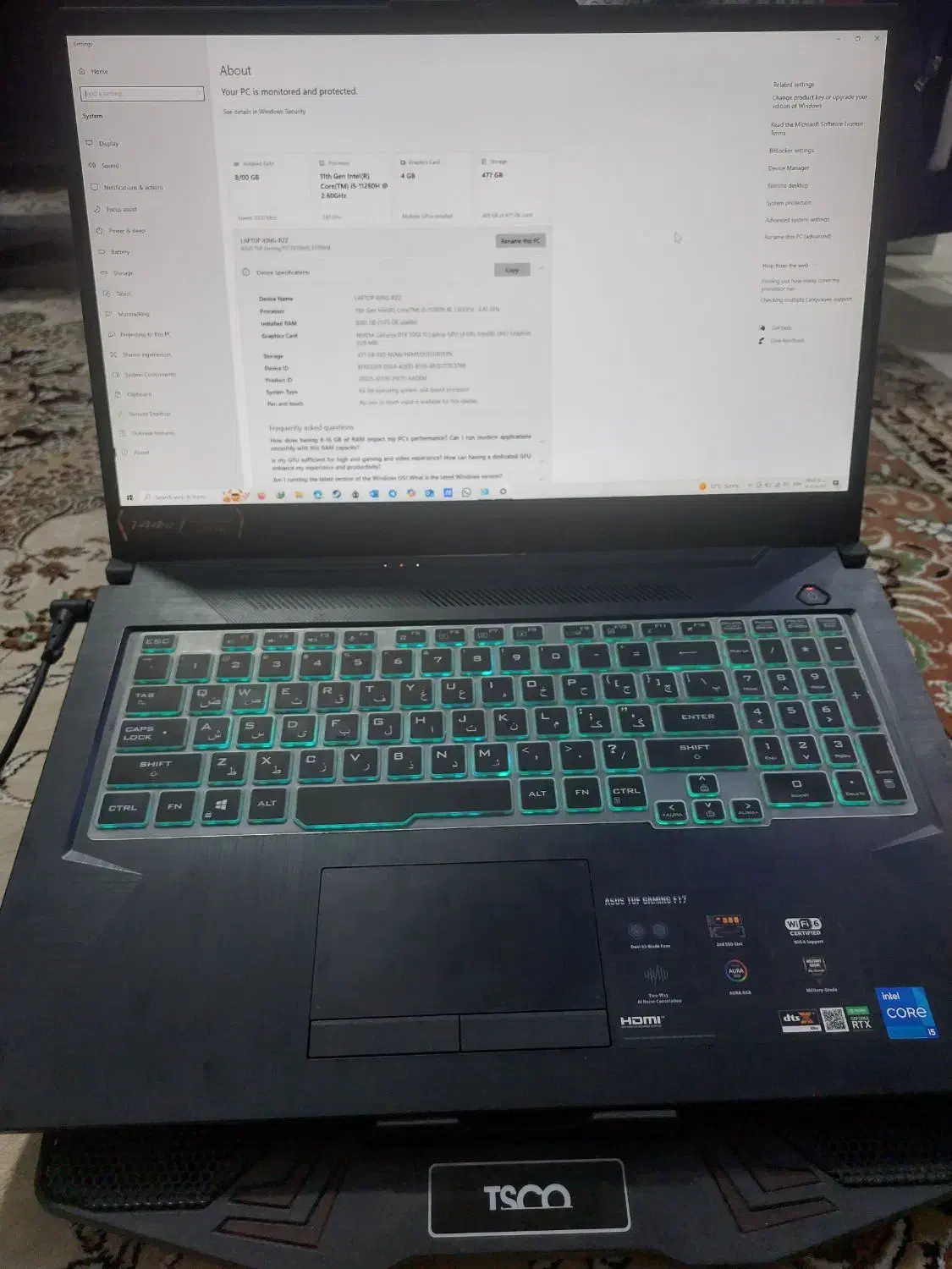 ASUS TUF GAMING FX706HE گیمینگ فوق العاده تمیز|رایانه همراه|تهران, سبلان (لشگر)|دیوار