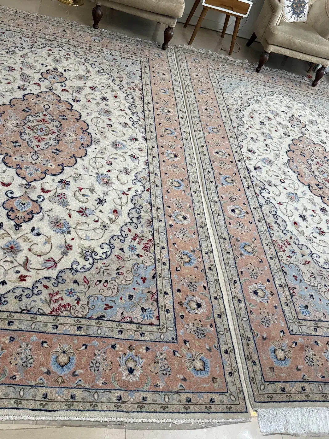 یک جفت فرش ۶ متری دستبافت کاشان شسته نشده|فرش|قزوین, |دیوار