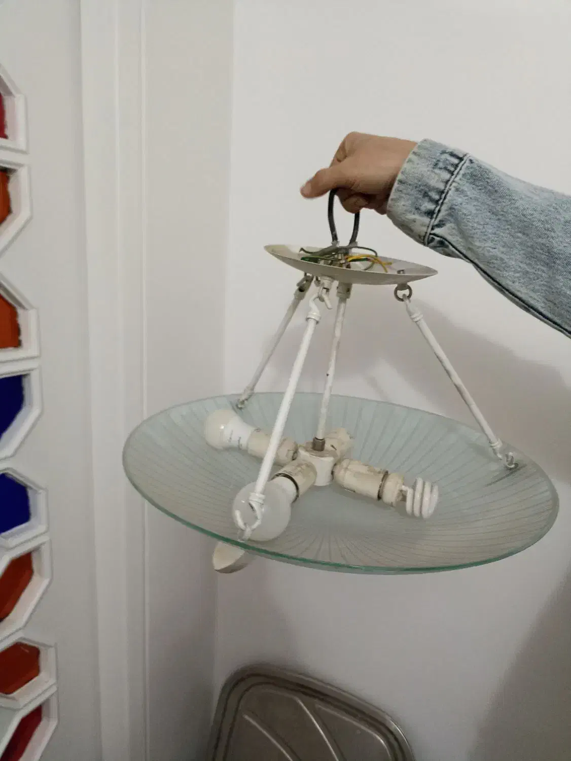 لوستر شیشه ای 4 شاخه|لوستر و چراغ آویز|تهران, سعادت‌آباد|دیوار