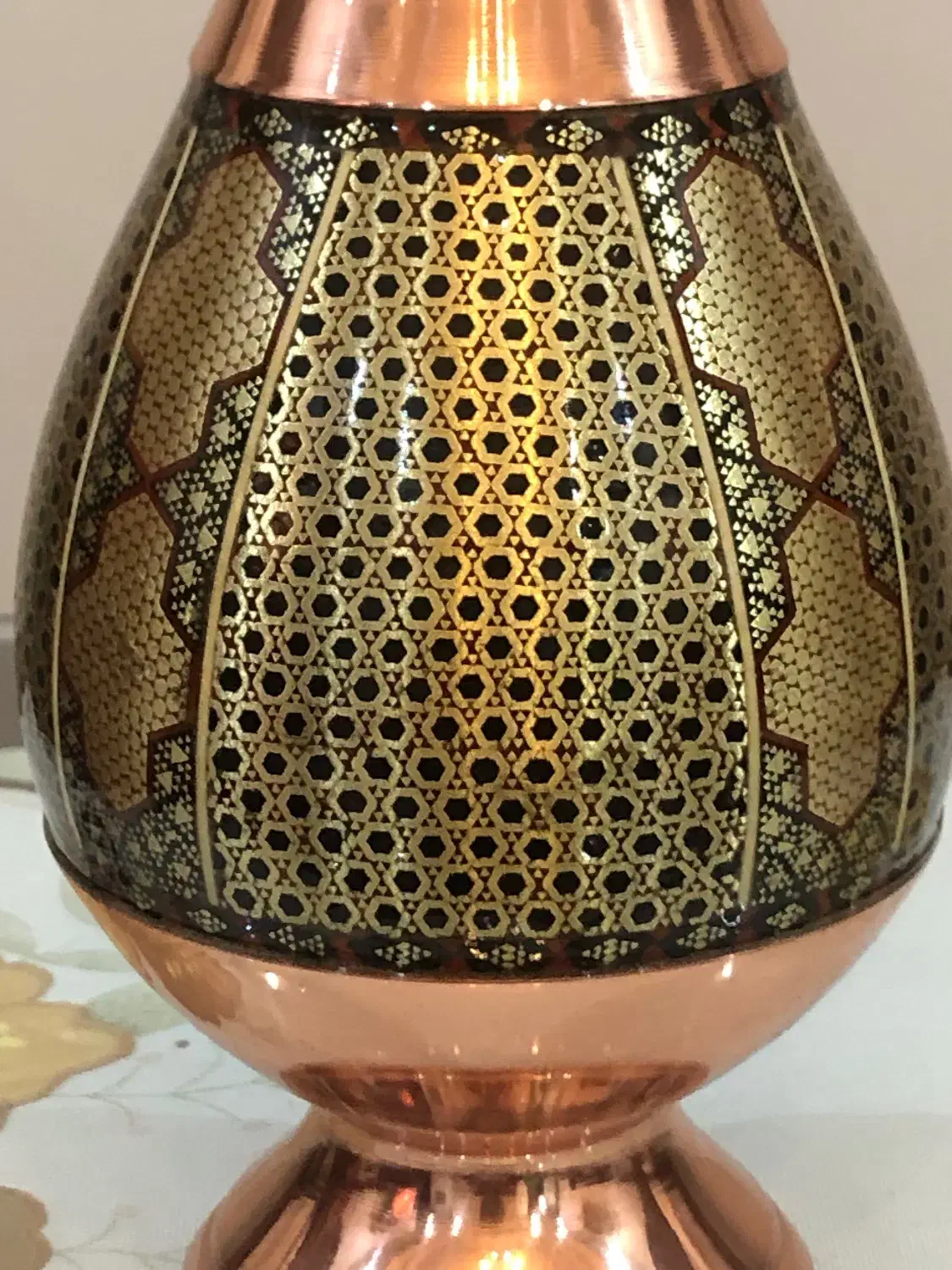 گلدان مسی خاتم کاری شده کار قربانیان|صنایع دستی و سایر لوازم تزئینی|تهران, زعفرانیه|دیوار