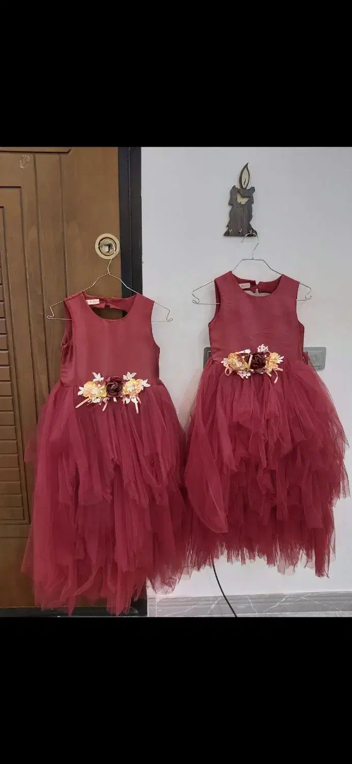 لباس پیراهن مجلسی کودک دوقلو قیمت توافقی|لباس|رشت, منظریه|دیوار