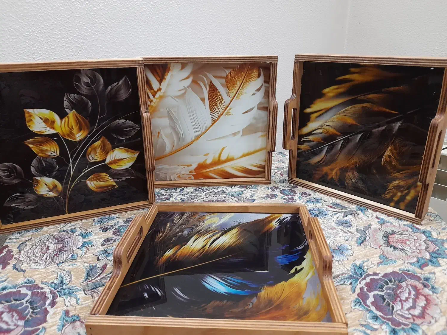 سینی چوبی کف شیشه ای طرح دار|حراج|اصفهان, الهیه|دیوار