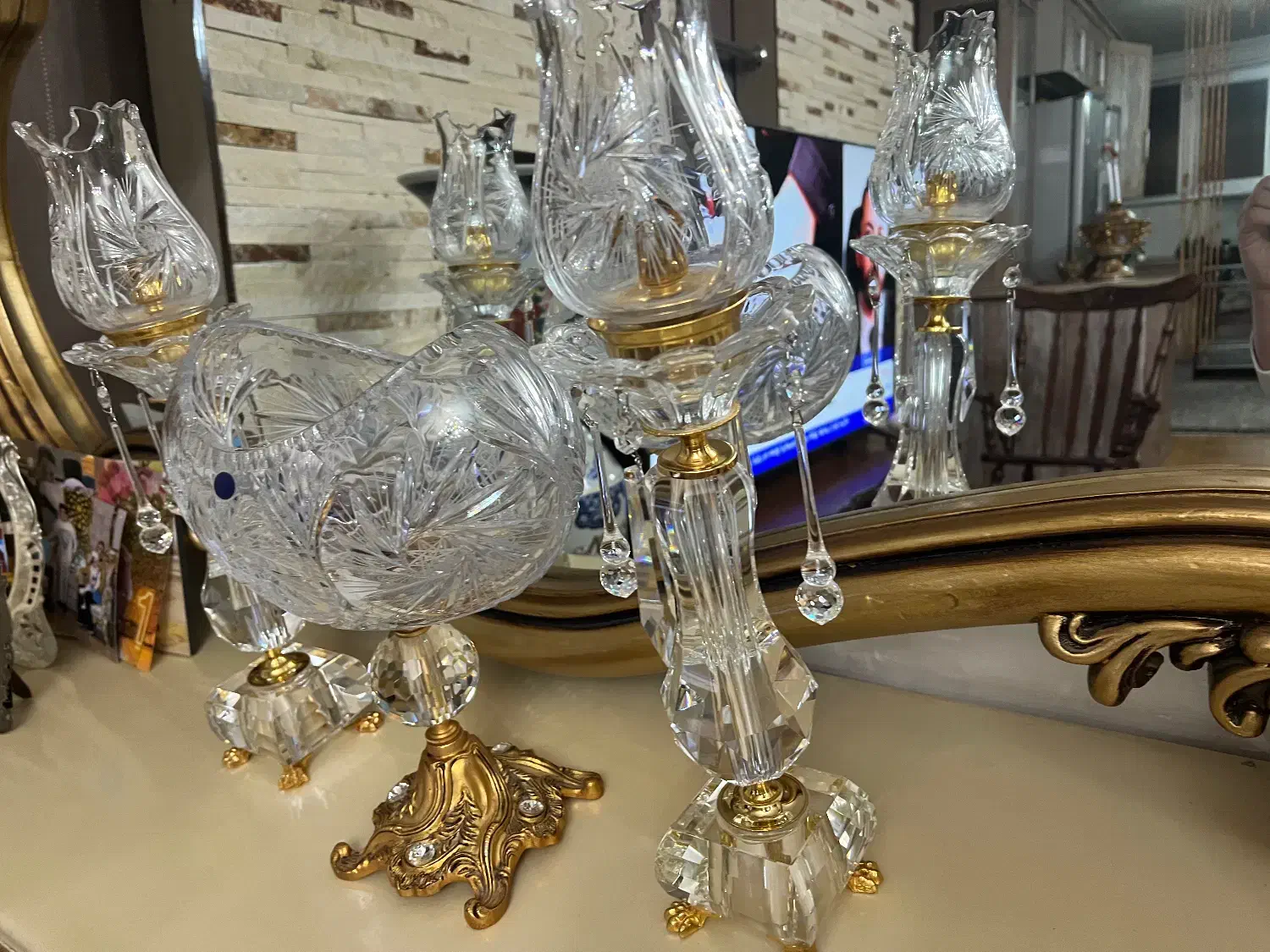 شمعدان کریستال اصل|صنایع دستی و سایر لوازم تزئینی|تبریز, |دیوار