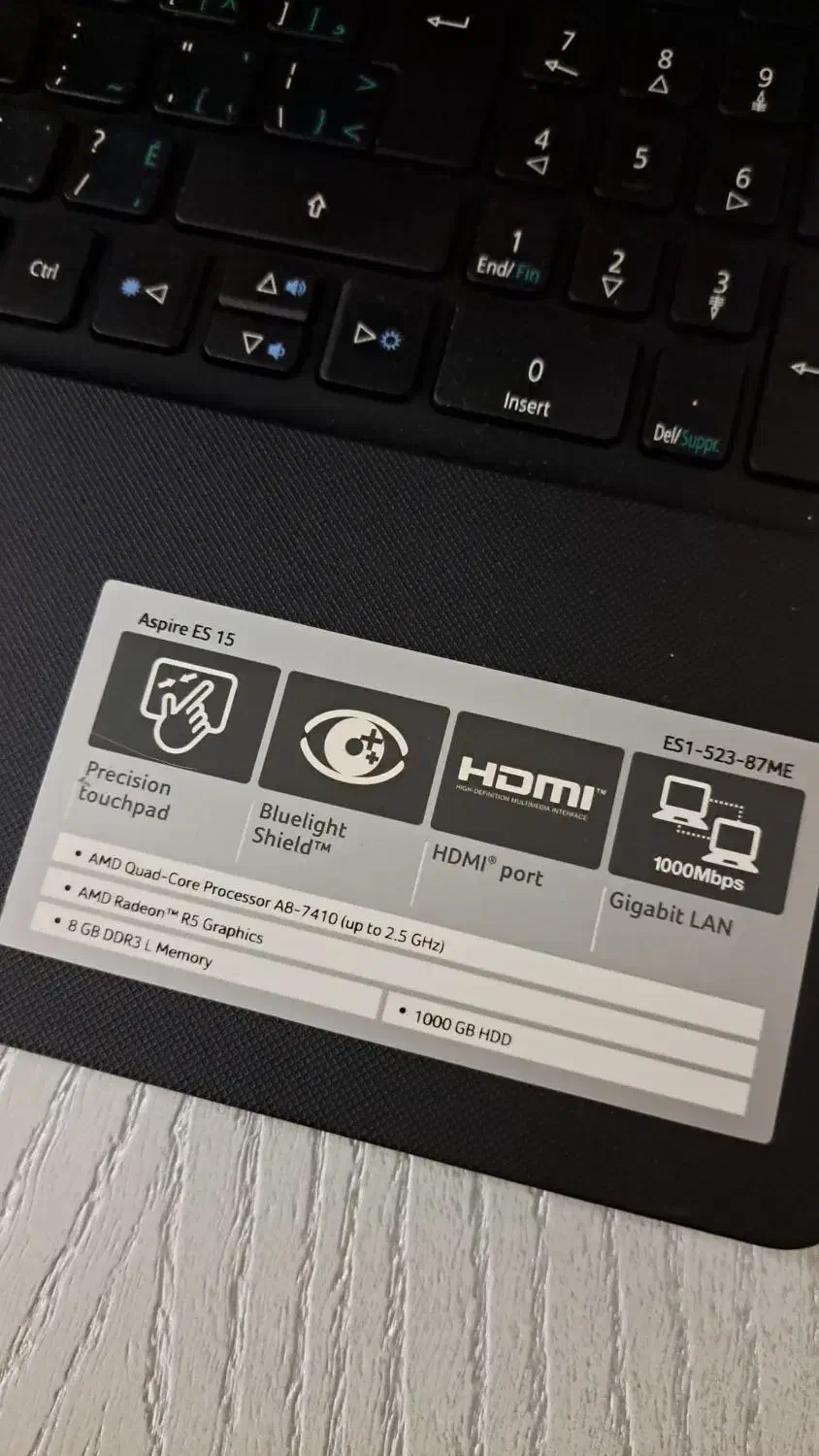 لب تاپ ایسر نسل 7قوی 4هسته ای. نو|رایانه همراه|پرند, فاز ۴|دیوار