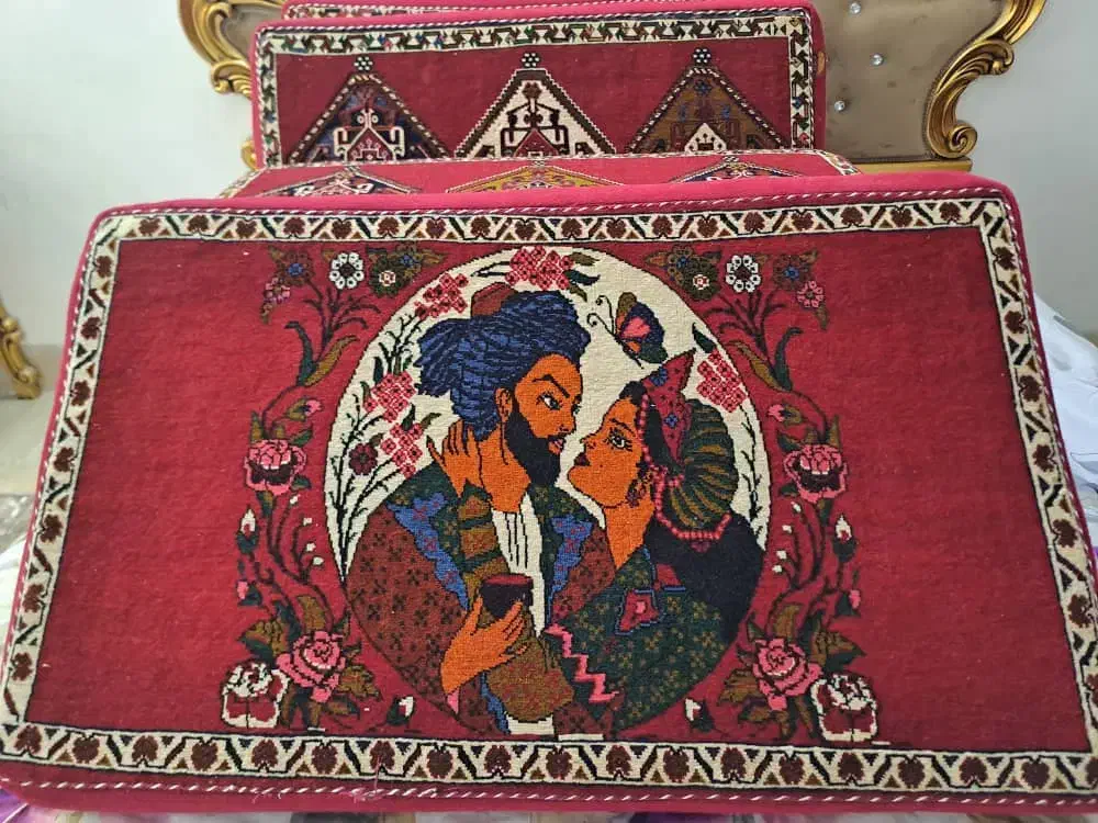 چنته وپشتی دست باف|گلیم، جاجیم، گبه|یزد, |دیوار