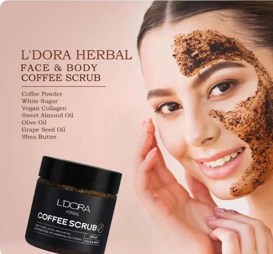 اسکراب قهوه صورت و بدن لدورا با تخفیف ویژه|آرایشی، بهداشتی، درمانی|لاهیجان, انقلاب|دیوار