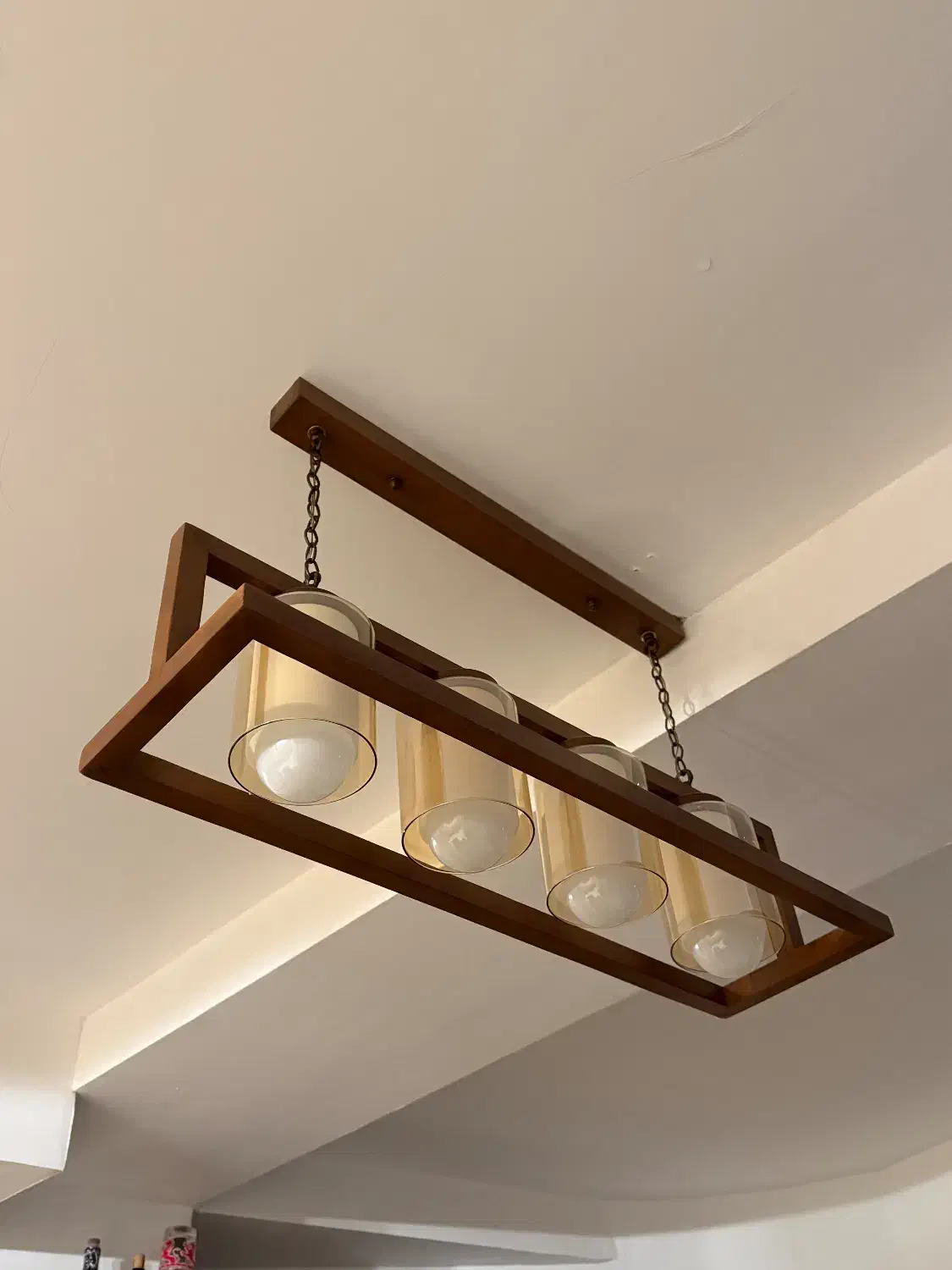 لوستر لاینر چوبی نو|لوستر و چراغ آویز|کرج, باغستان|دیوار