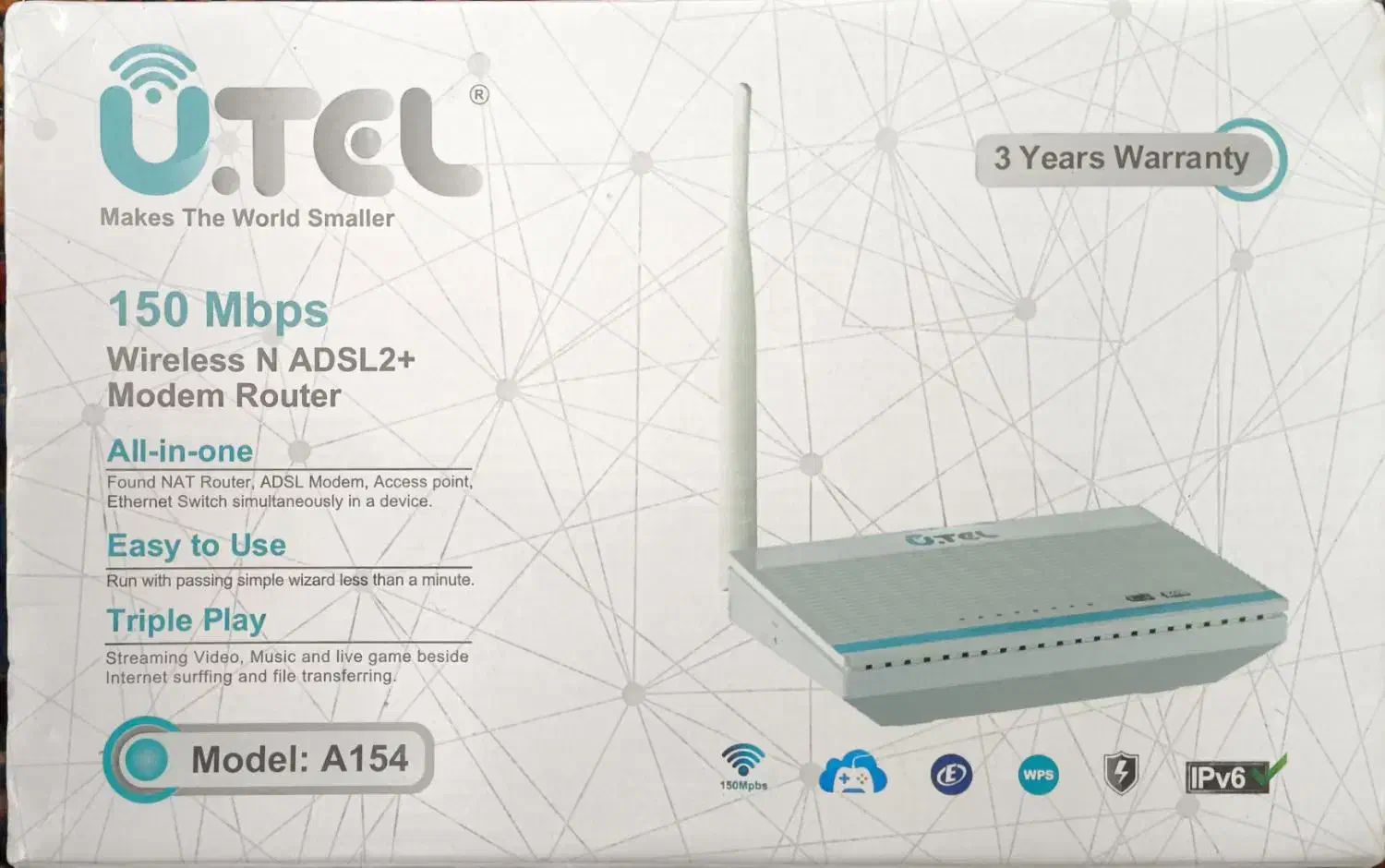 مودم ADSL2+ A154 U.TEL|مودم و تجهیزات شبکه|اردبیل, |دیوار