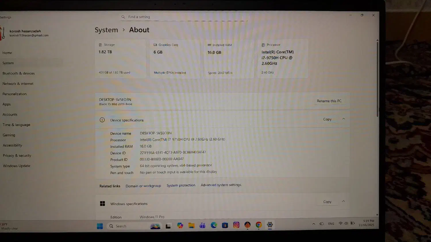 لپ تاپ فوق حرفه ای برندRAZER(2TB)|رایانه همراه|مراغه, |دیوار