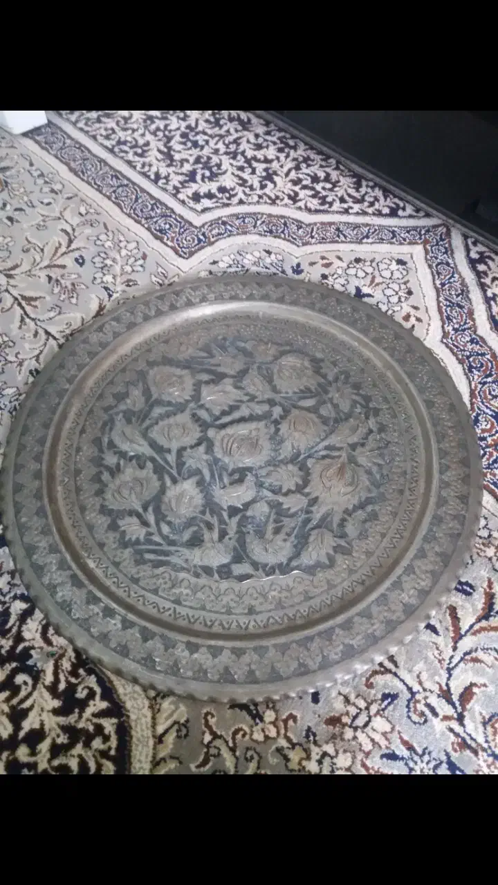 سینی مسی قلمکاری اصفهان|صنایع دستی و سایر لوازم تزئینی|قم, پردیسان|دیوار