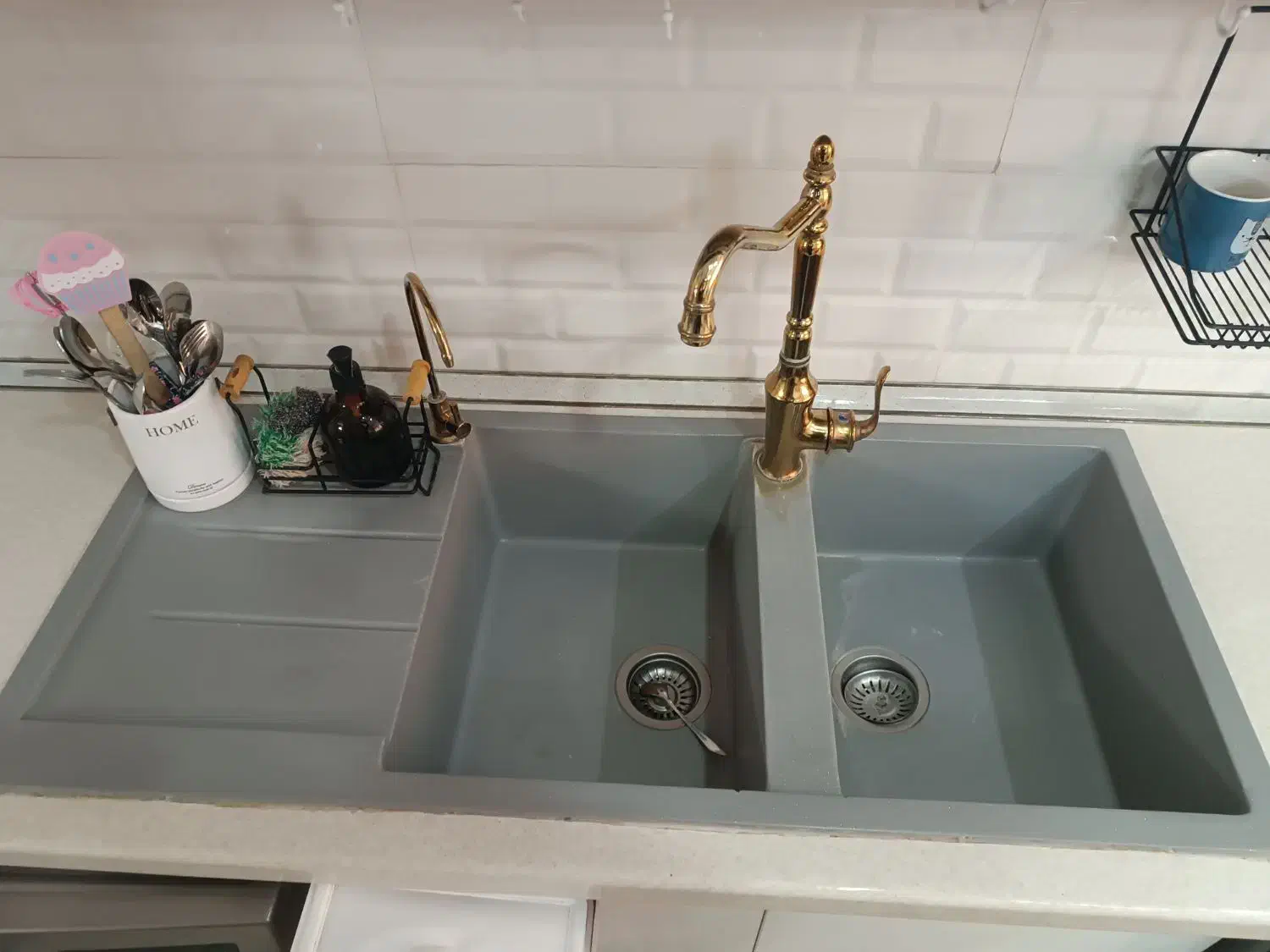 سینک گرانیتی|آب‌چکان و نظم‌دهنده ظروف|بهارستان, |دیوار