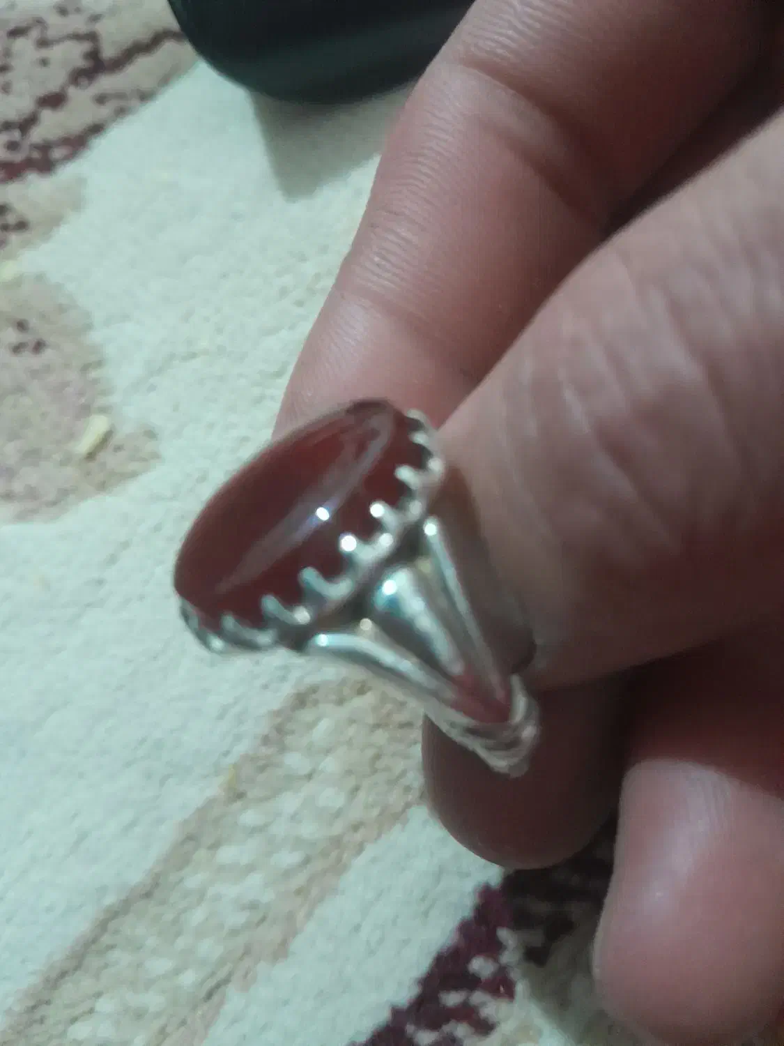 انگشتر عقیق و رکاب نقره|جواهرات|پیشوا, |دیوار