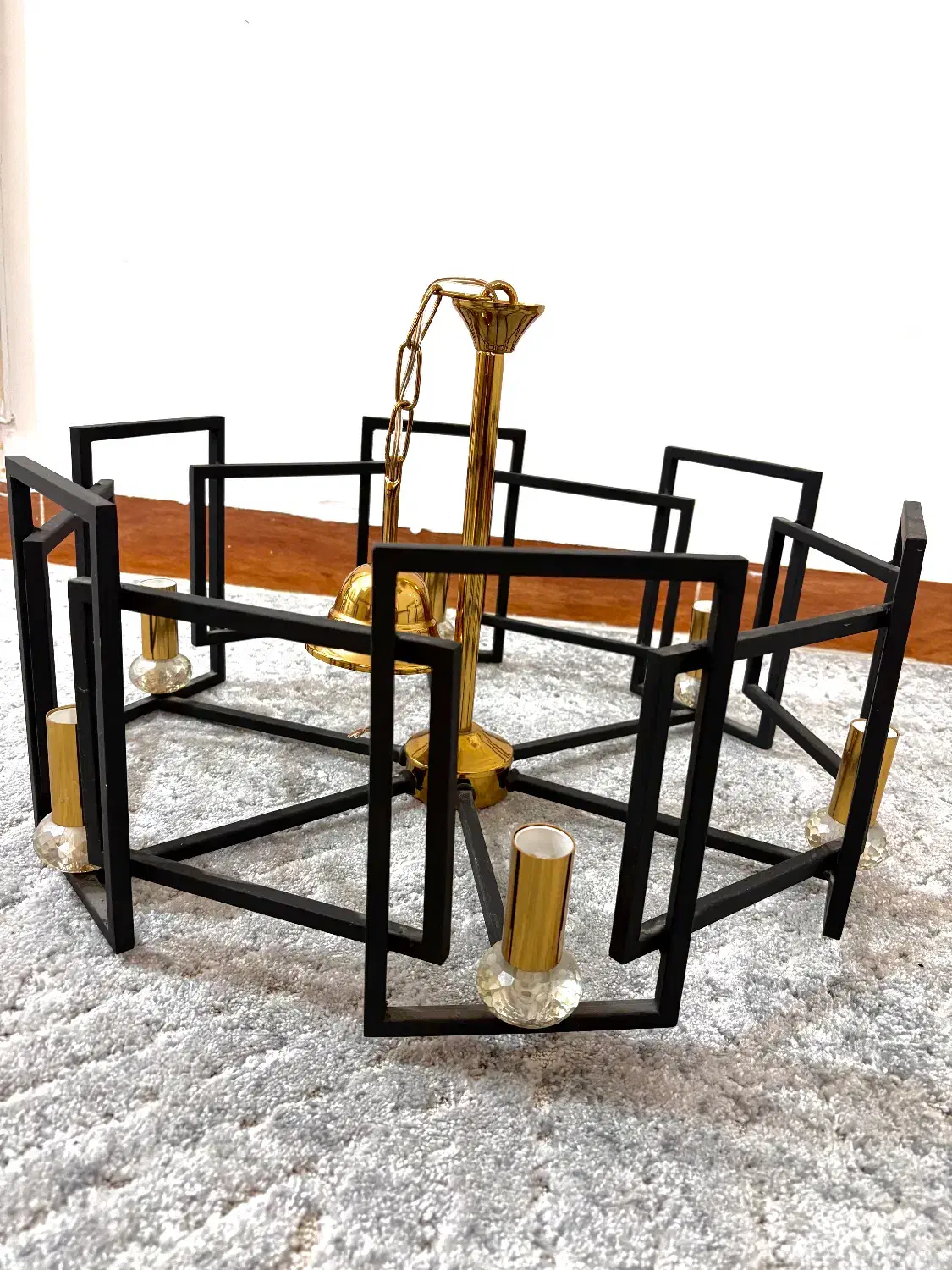 لوستر مدرن پایه الماسی مشکی طلایی|لوستر و چراغ آویز|بابل, |دیوار